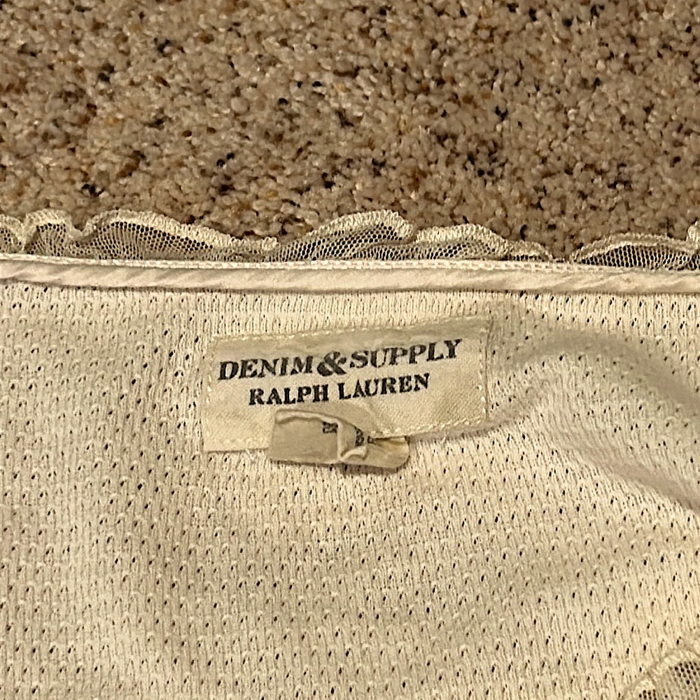 Denim and Supply Ralph Lauren Cute Long Sleeve Ruffled Crop Top Shirt **Size L** - Picture 3 of 3